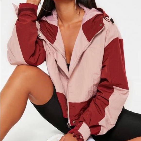 Missguided Jackets & Blazers - Pink and burgundy Windbreaker